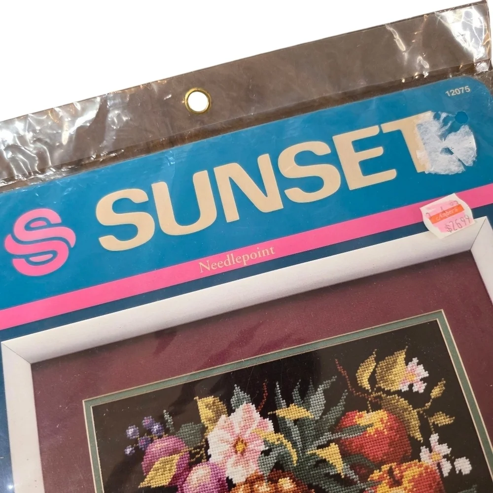 Vintage 1992 Sunset Needlepoint Kit Fruits and Flowers by Ann Craig New Sealed